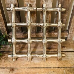 2 Gold Tone Bamboo Design Trivet